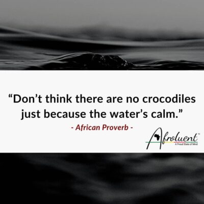 African Proverb Don't think there are no crocodiles just because the waters is calm