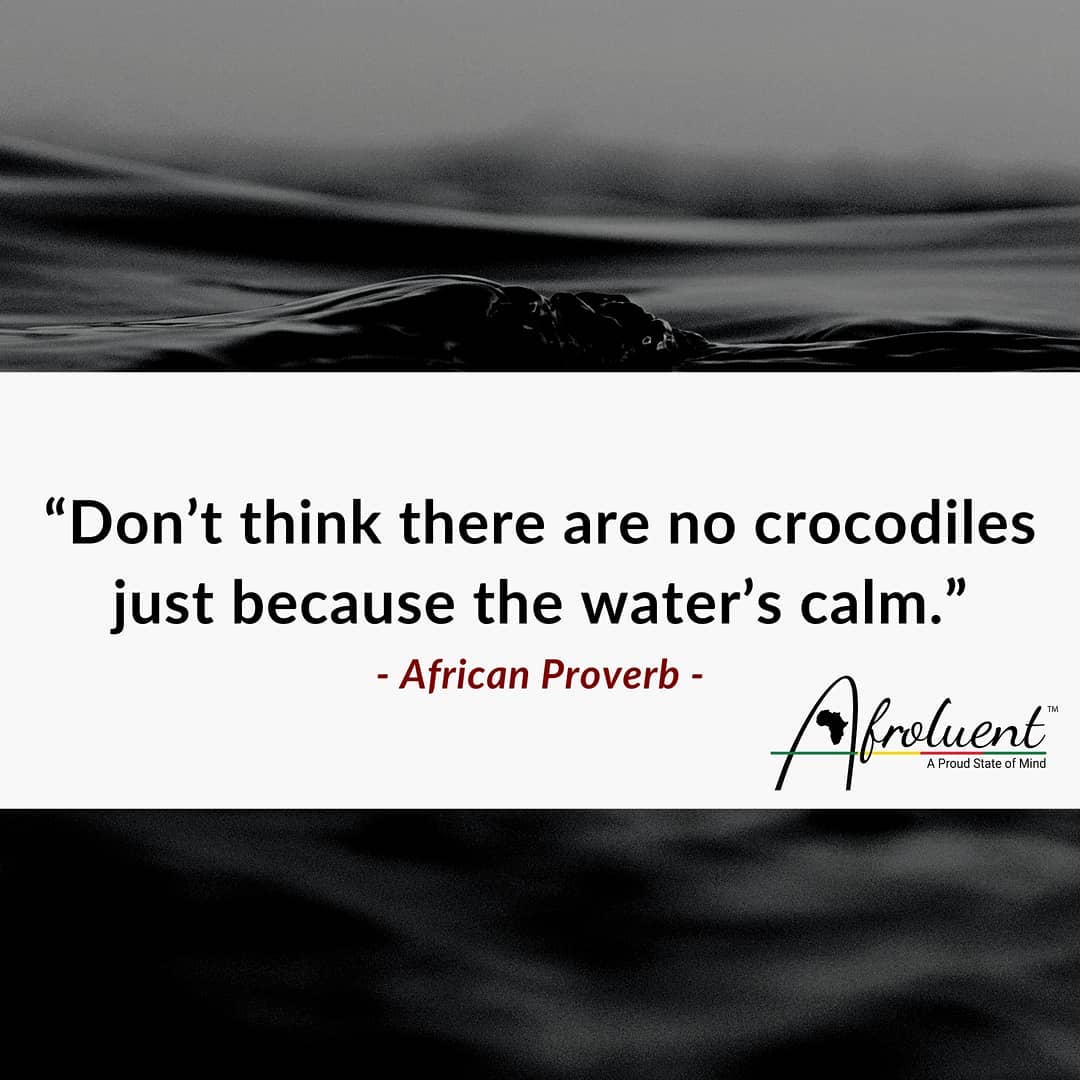 African Proverb Don't think there are no crocodiles just because the waters is calm