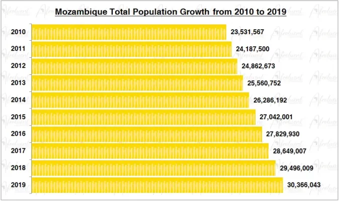 Mozambique Population Growth in the 2010s Chart