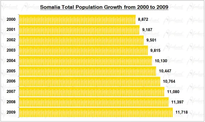 Somalia Population Growth in the 2000s Chart