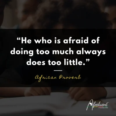 "He who is afraid of doing too much always does too little.” African proverb and quote.