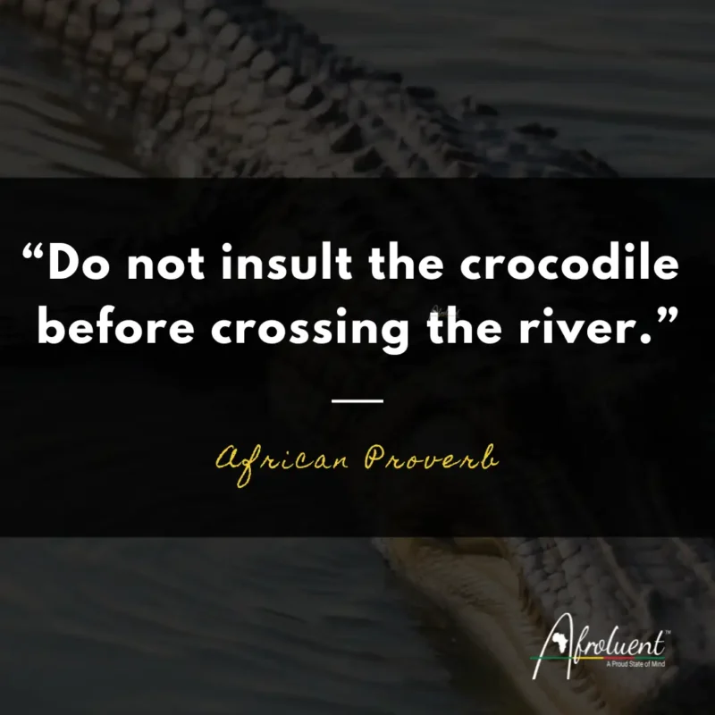 "Do not insult the crocodile before crossing the river.” African proverb and quote.